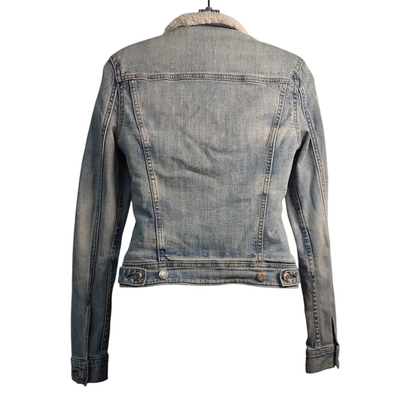 American Eagle Denim Jacket Women's Blue Denim Sherpa Lined Jacket Size X-small - Picture 2 of 10
